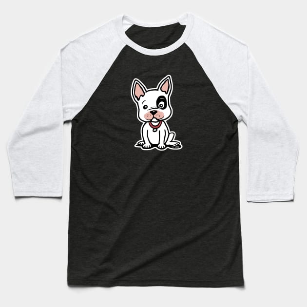 Lieve Franse Bulldog Pup Zittend In Cartoon Baseball T-Shirt by Nikki Genee Art